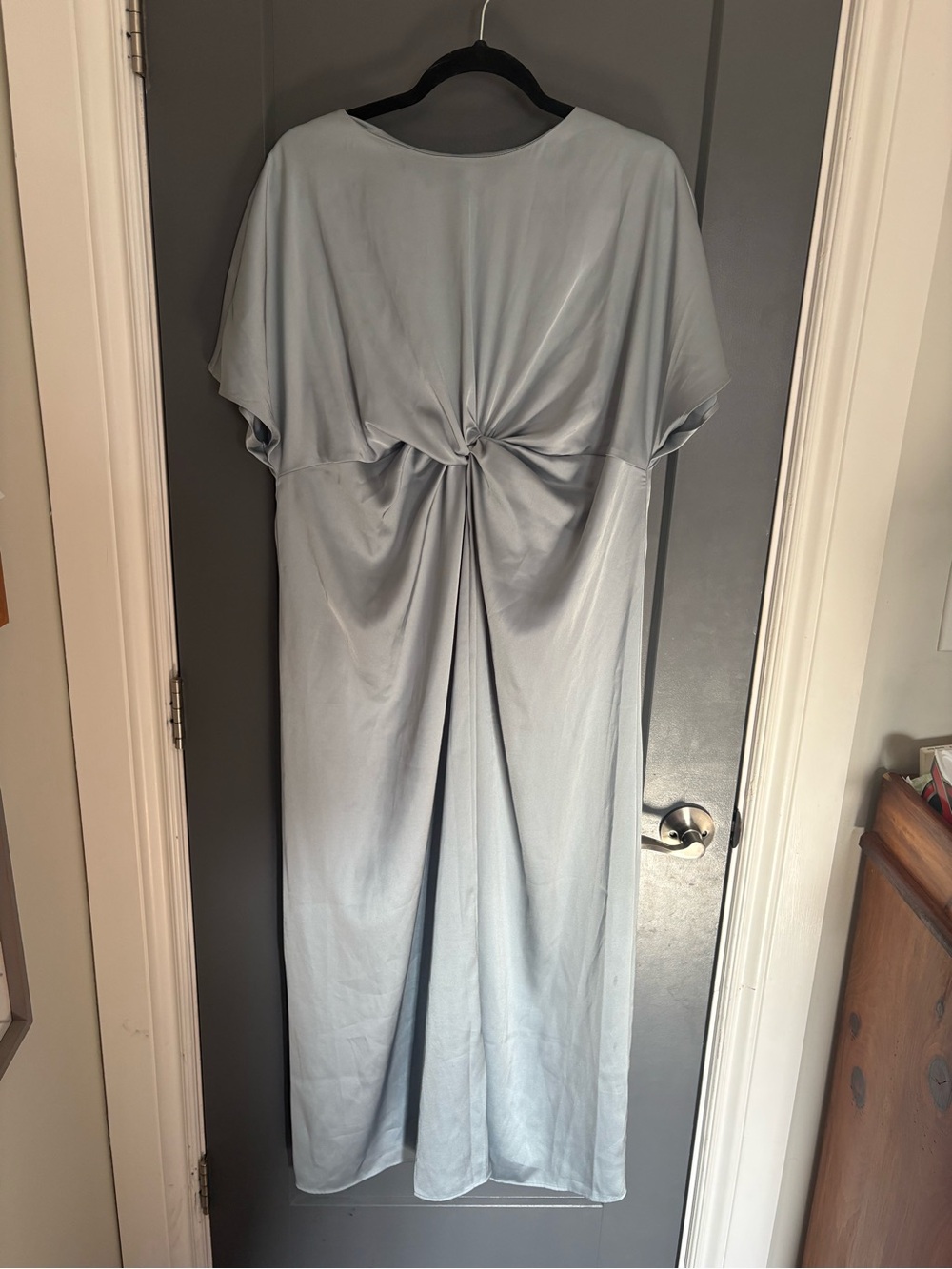 H&M Mama Light Blue Midi Dress with Front Knot Detail